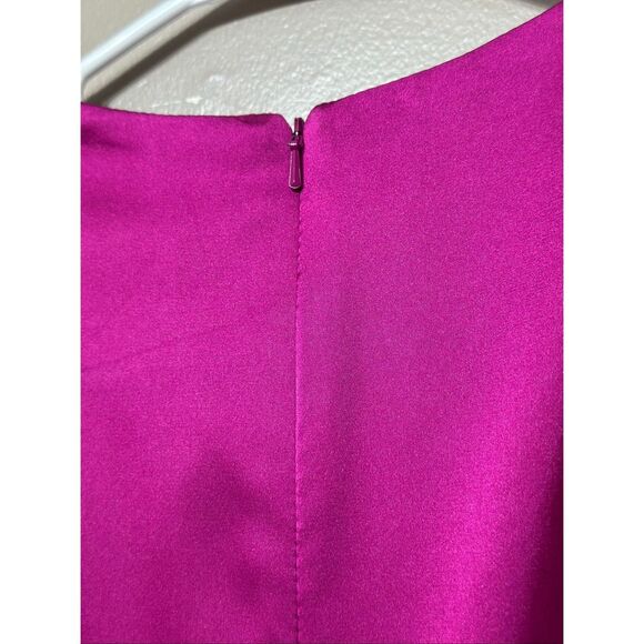 NWT Ieena For MAC DUGGAL High Neck Lined Magenta 3/4 Sleeve Midi Dress Women's 6 - Picture 13 of 14
